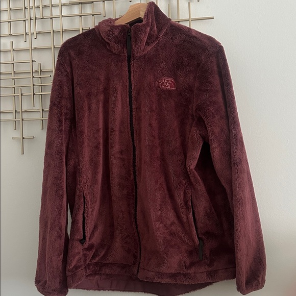 The North Face Women's Furry Fleece Zip-Up Jacket Maroon Size XL - like new - Picture 1 of 2